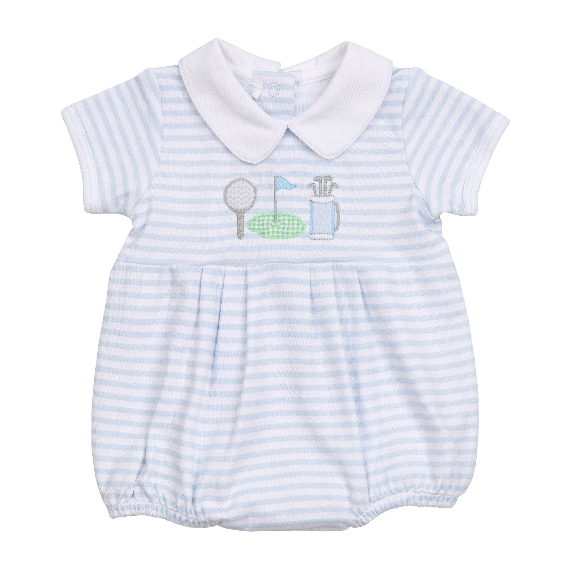 Putting Green Applique Collared Bubble - Light Blue