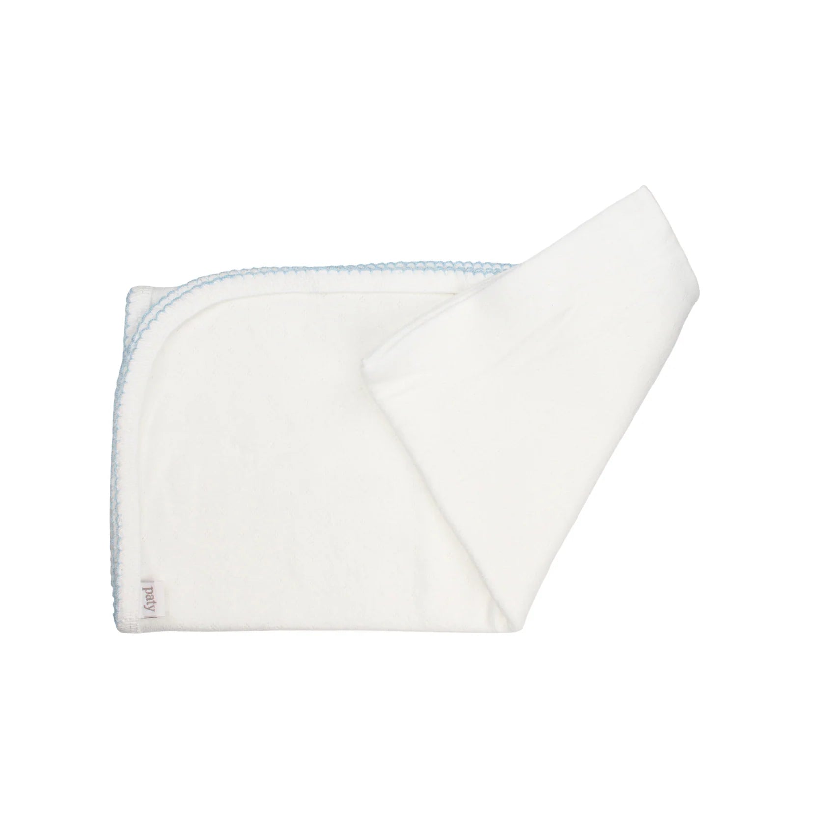 White/Blue Pointelle Knit Swaddle Blanket