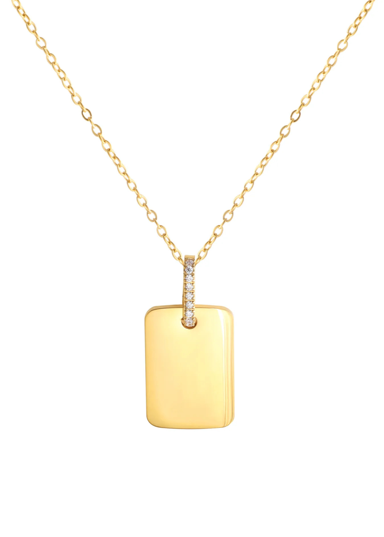 Rectangle Charm Large Necklace Engraving