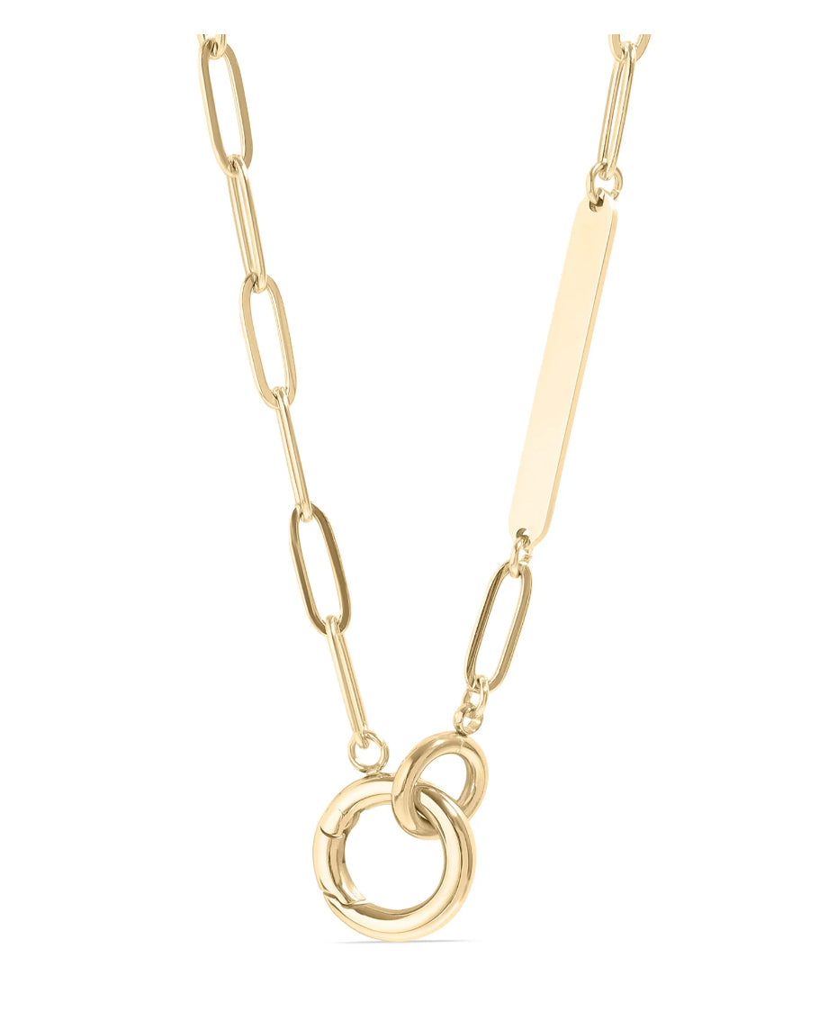 Gold Carabiner Bar Necklace Engraving
