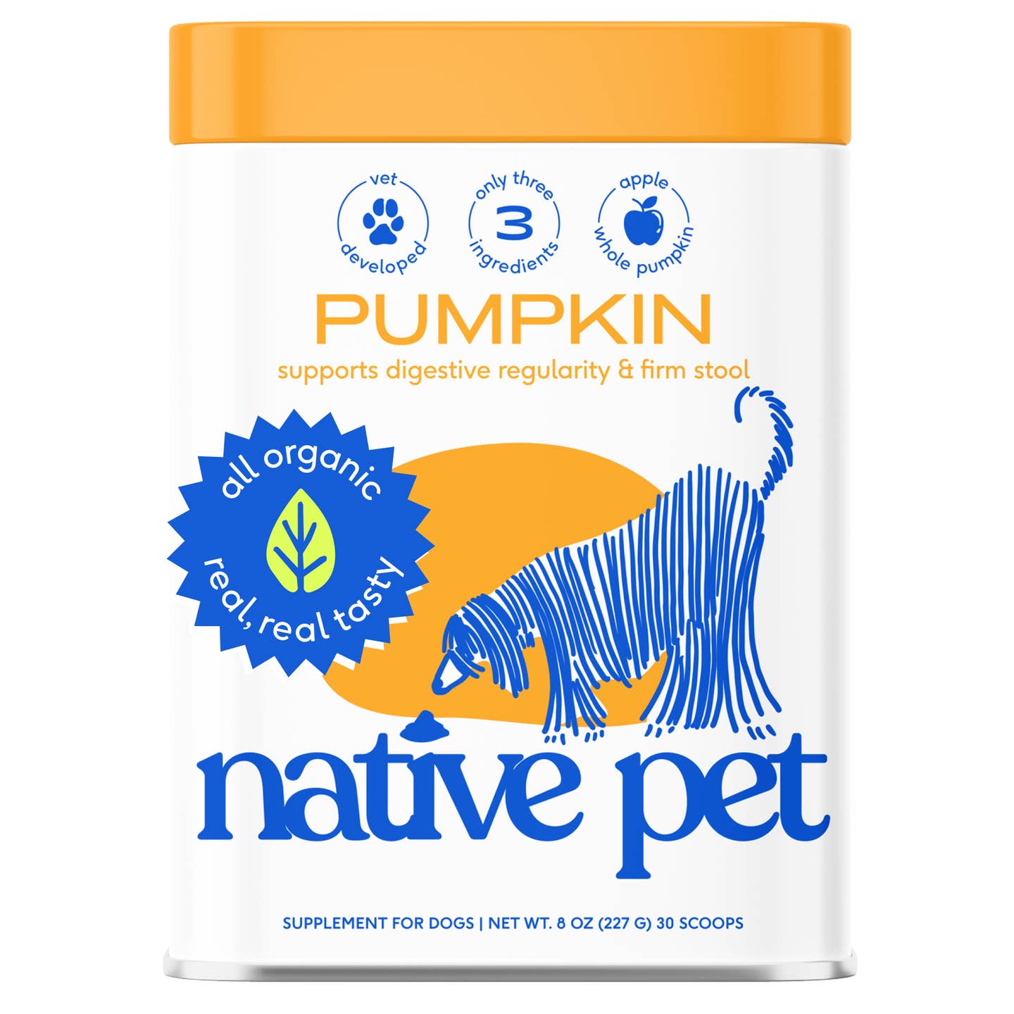 Organic Pumpkin Fiber Powder, Digestive Supplement For Dogs