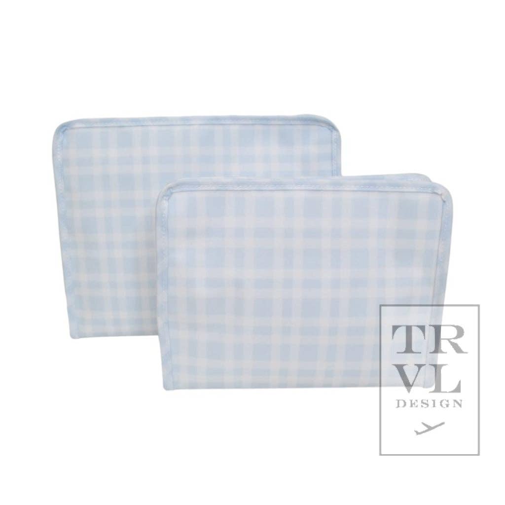 Roadie Large - Pimlico Plaid Blue Zip Pouch