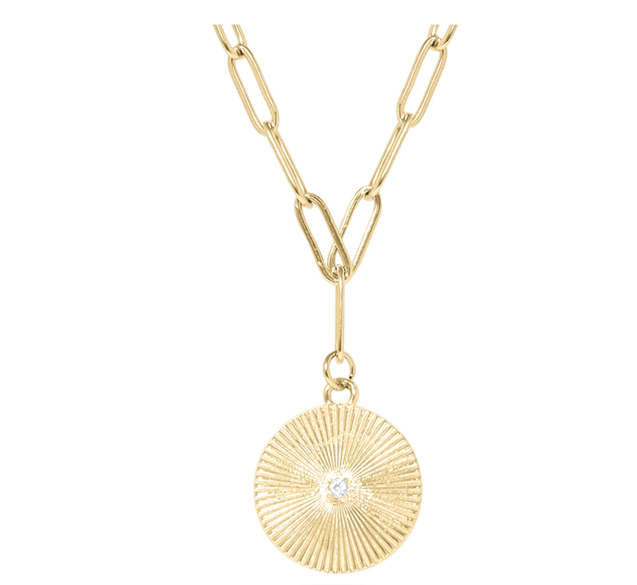 Gold Pave Circle Necklace Engraving