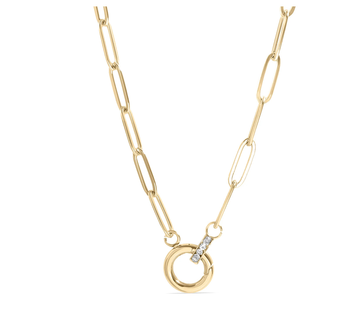 Pave Carabiner Paperclip Neck