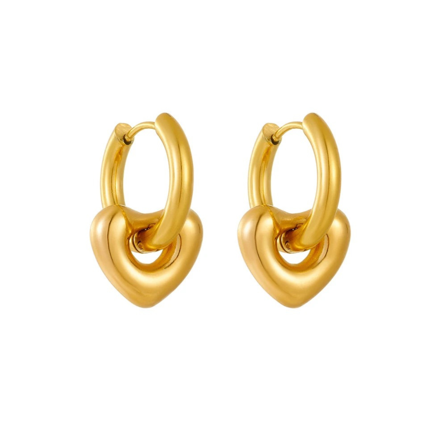 Heart Huggie Hoops