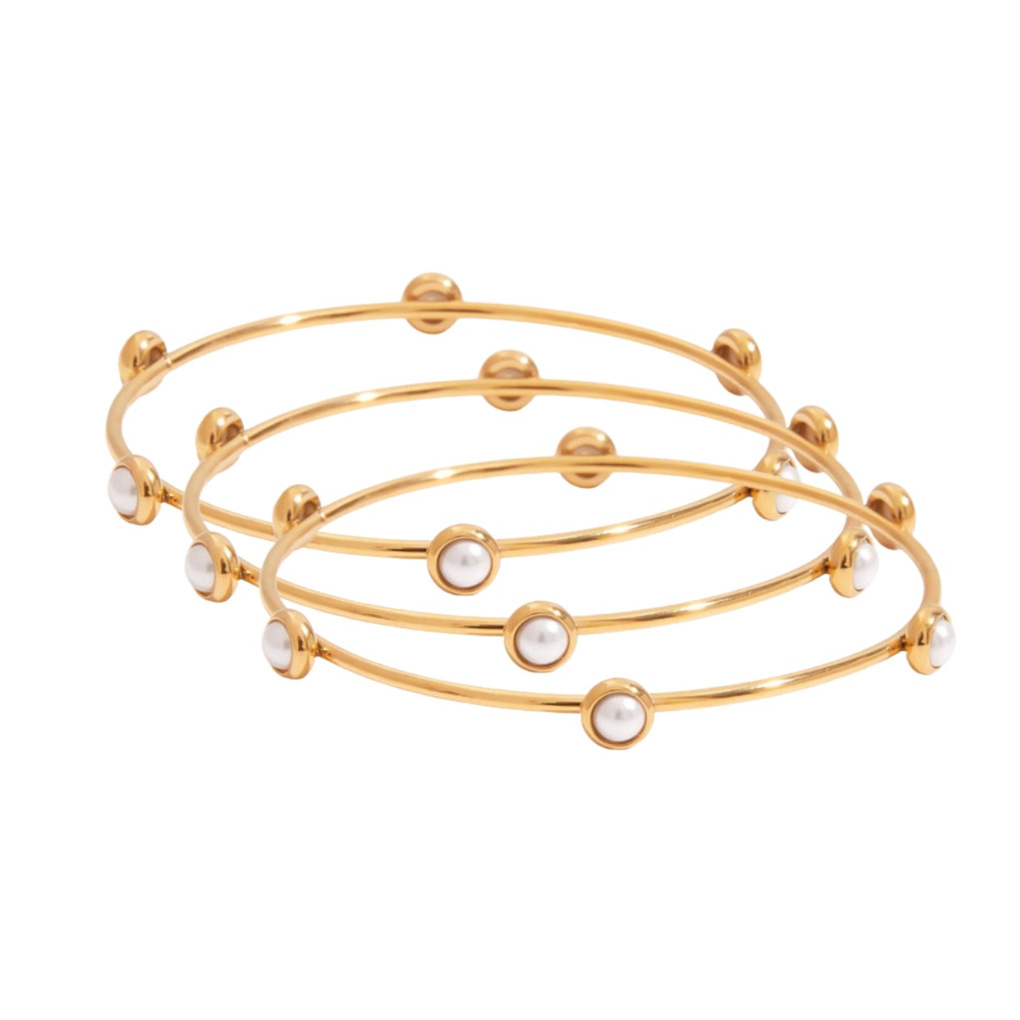 Pearl Bangle Trio Bracelet Set