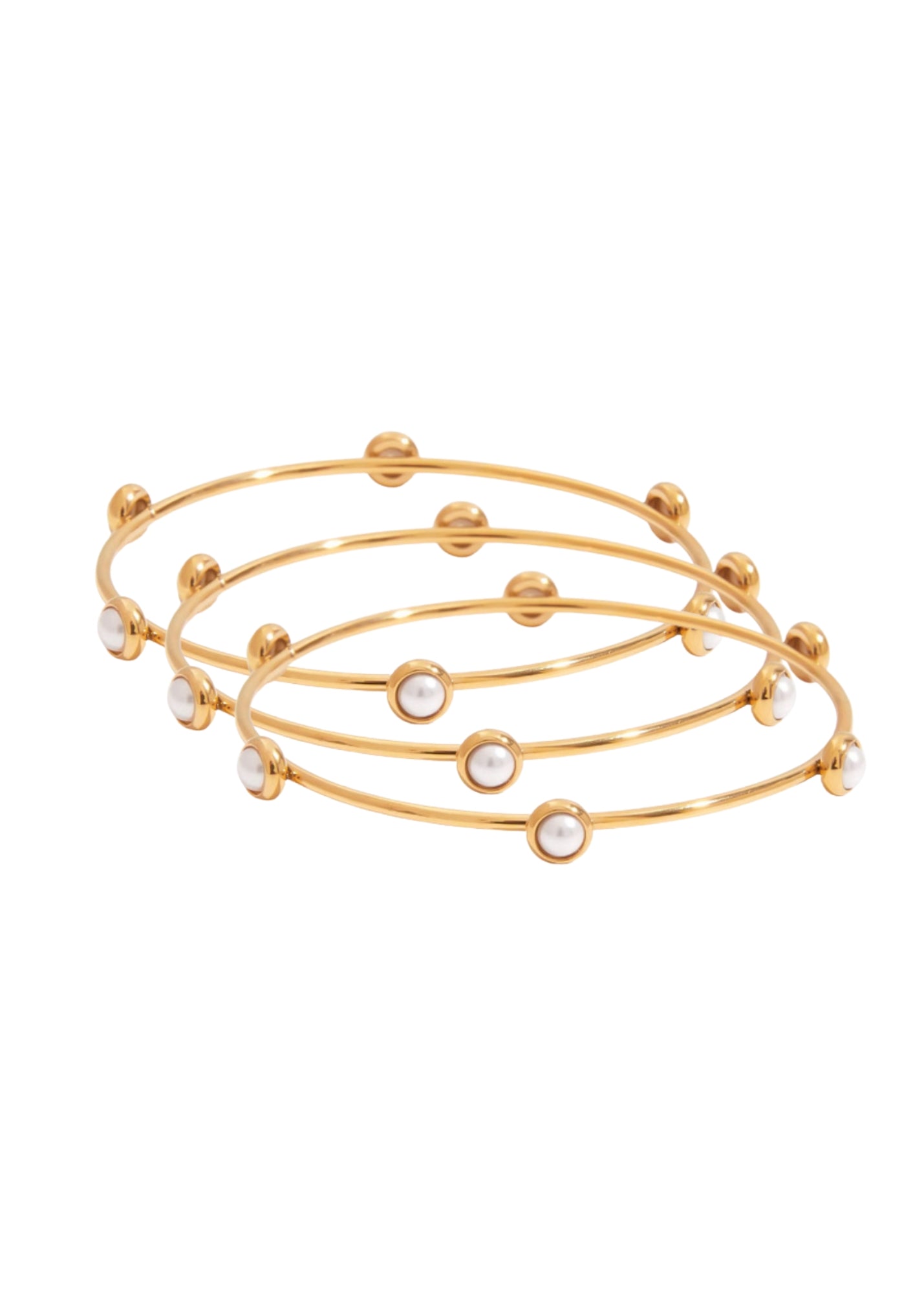 Pearl Bangle Trio Bracelet Set