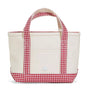 Mini Tote - Canvas Natural with Gingham Red