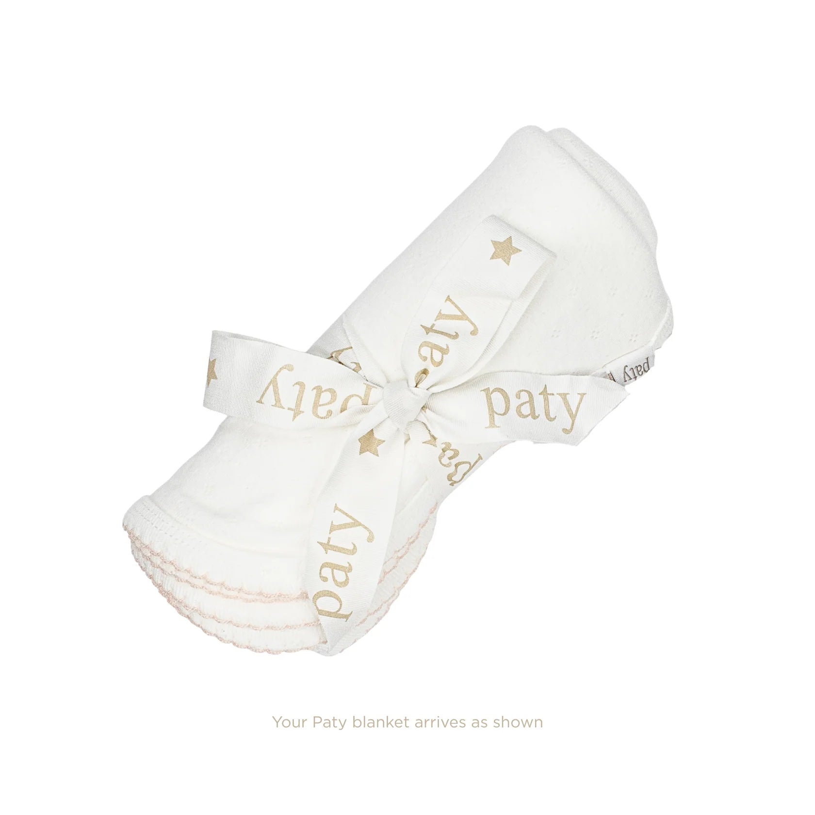 White/Pink Pointelle Knit Swaddle Blanket