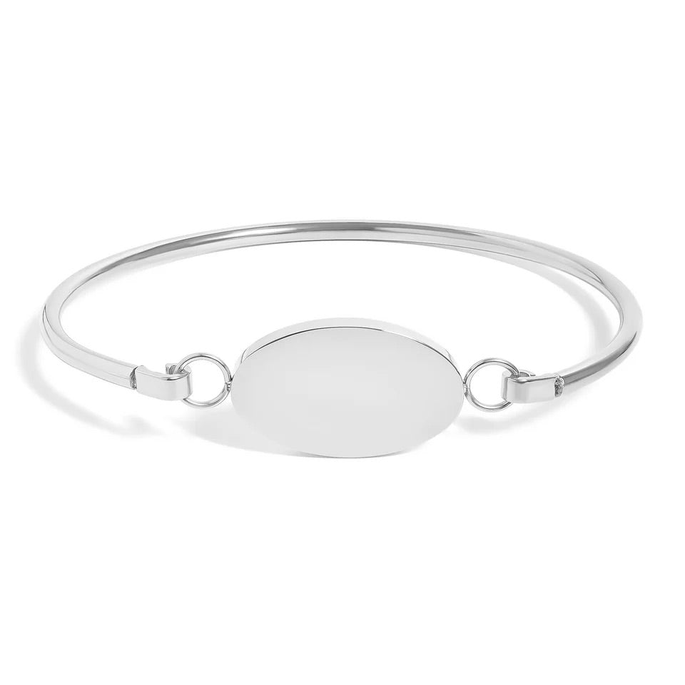 Silver Oval Bracelet Engravingg