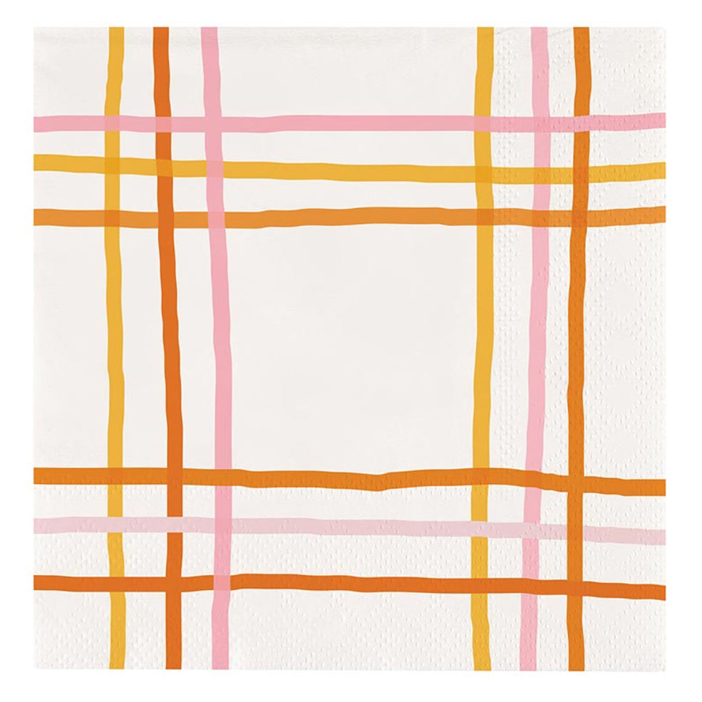 Pink and Orange Plaid Napkins