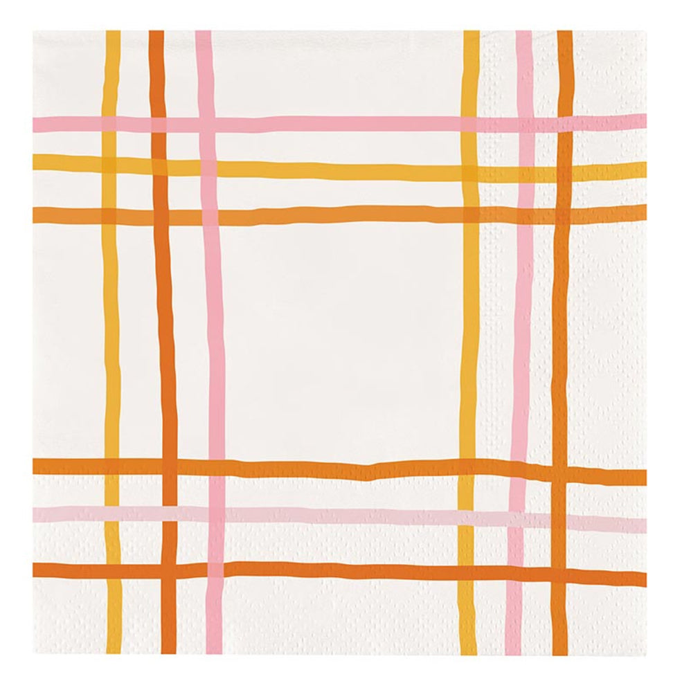 Pink and Orange Plaid Napkins