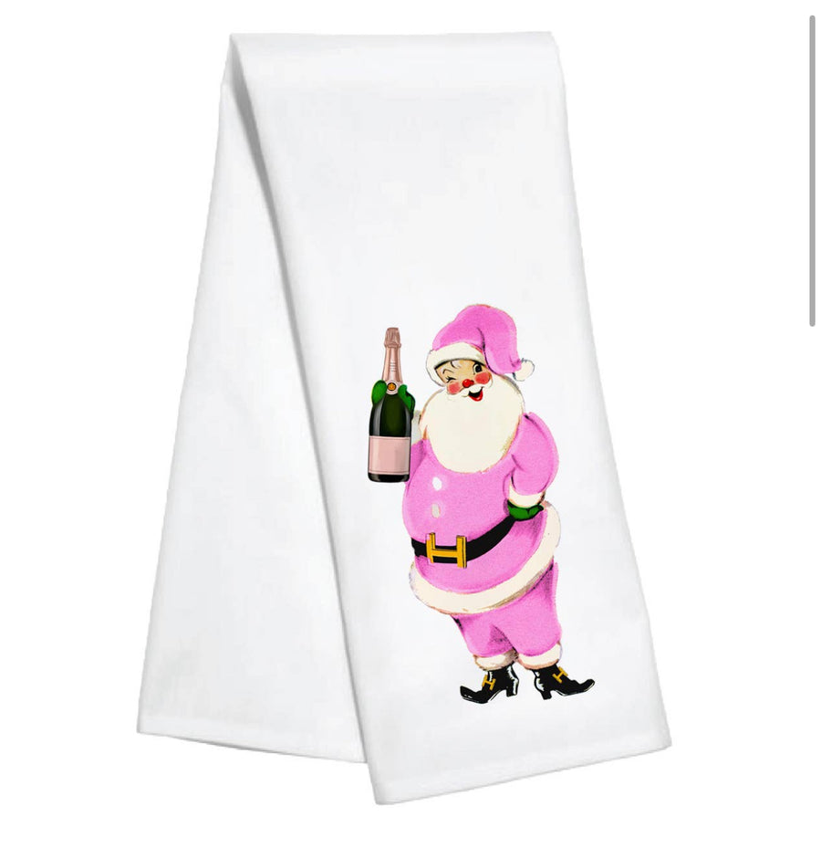 Champagne Santa Kitchen Towel