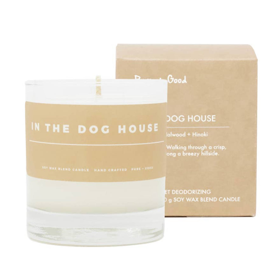 In the Dog House: Sandalwood + Hinoki, Soy Wax Blend Candle
