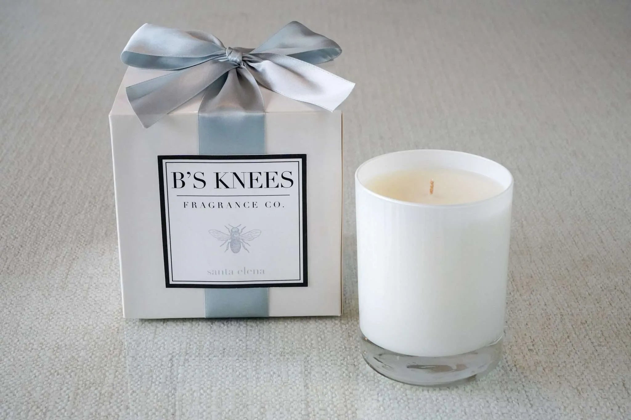 B’s Knees 1-Wick White Glass, Santa Elena Scent