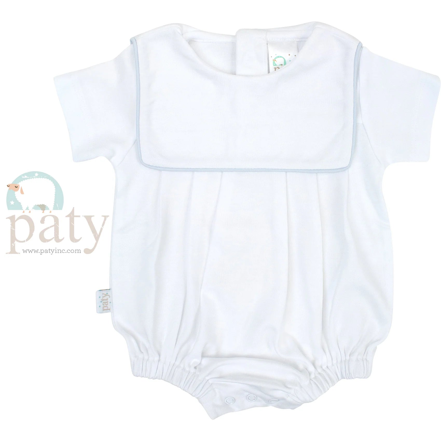 White With Blue Piping Paty Pima Bib Bubble