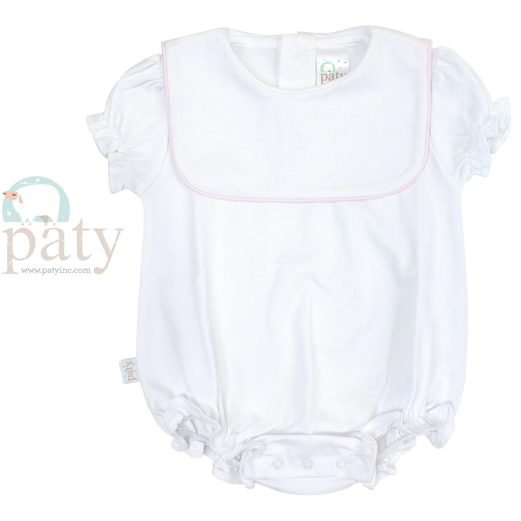 White With Pink Piping Paty Pima Bib Bubble