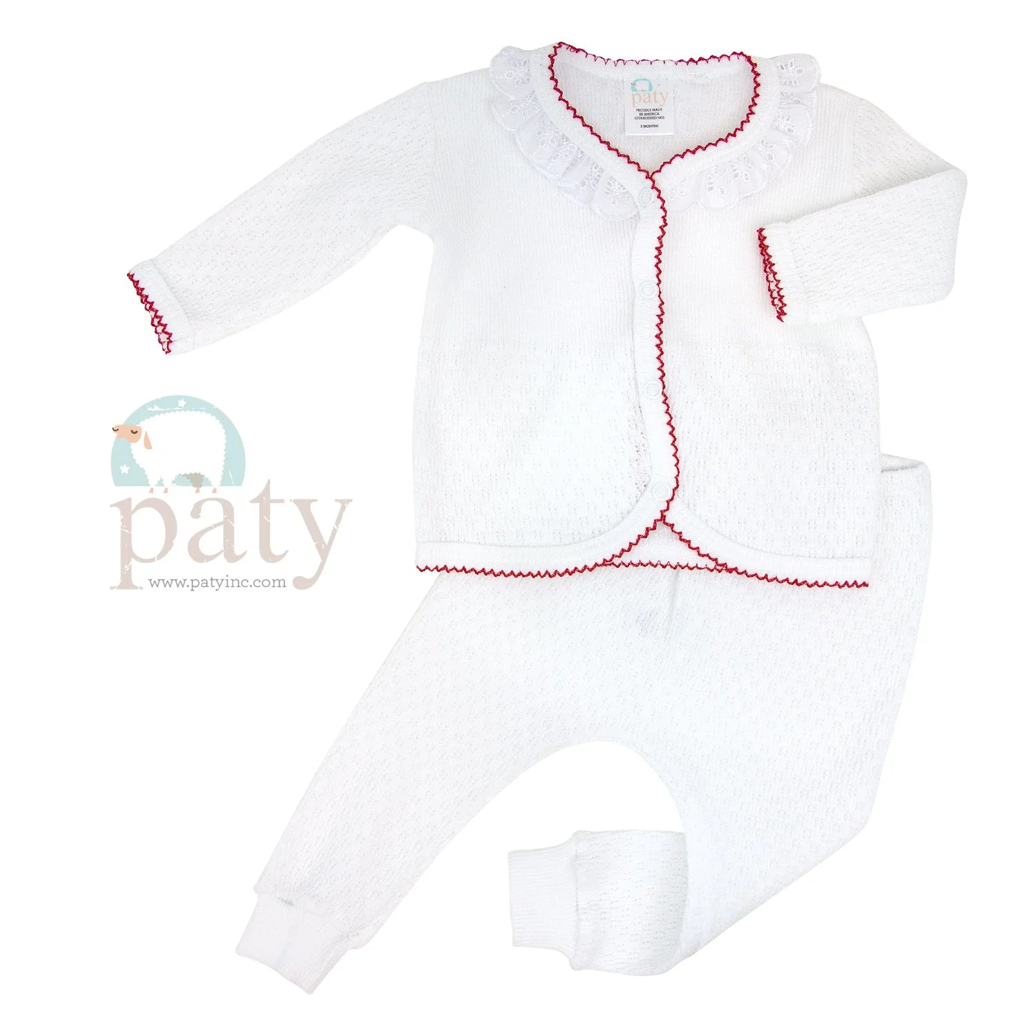 Red Paty Knit, Eyelet Leggings Set