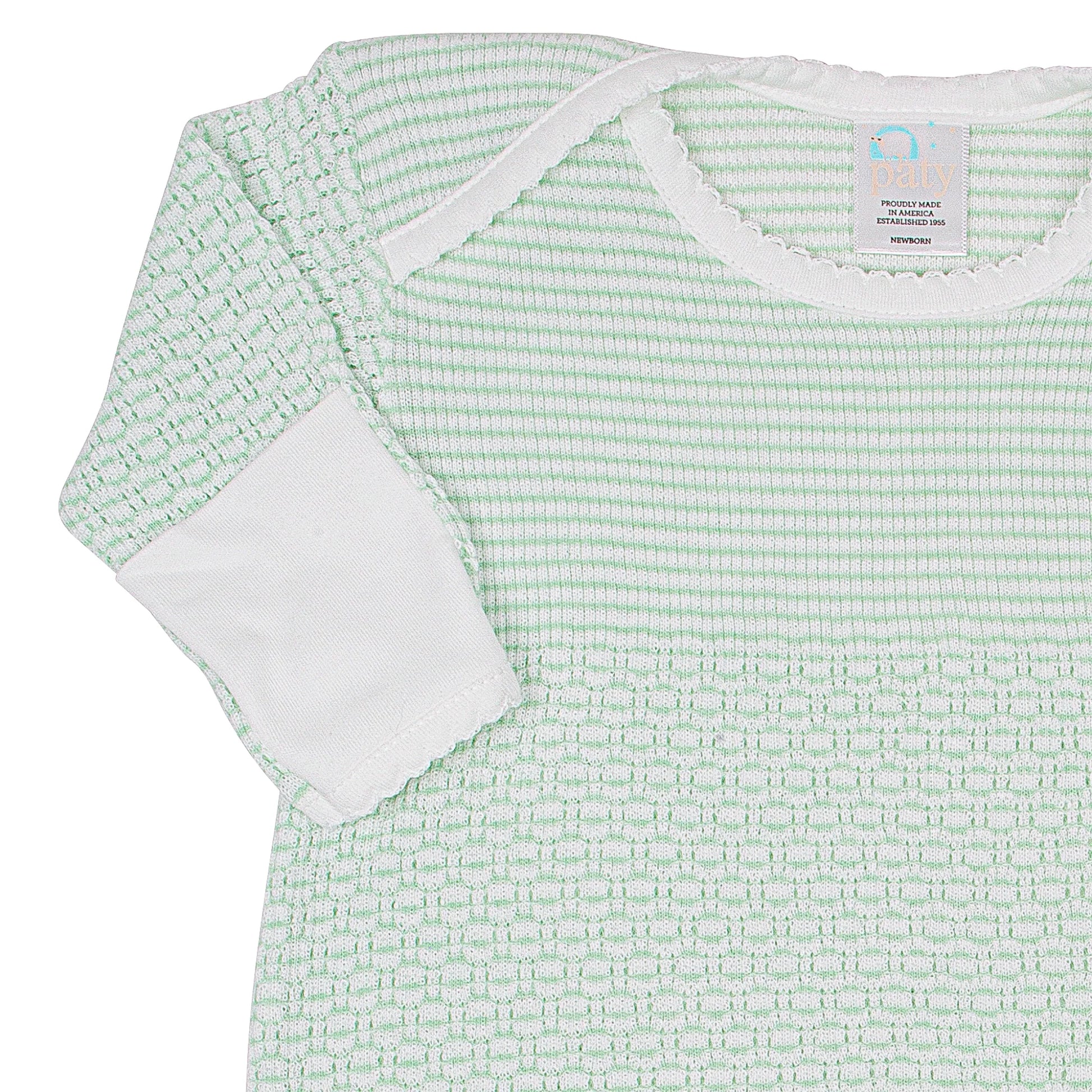 Green Paty Knit Overlap Shoulder Gown