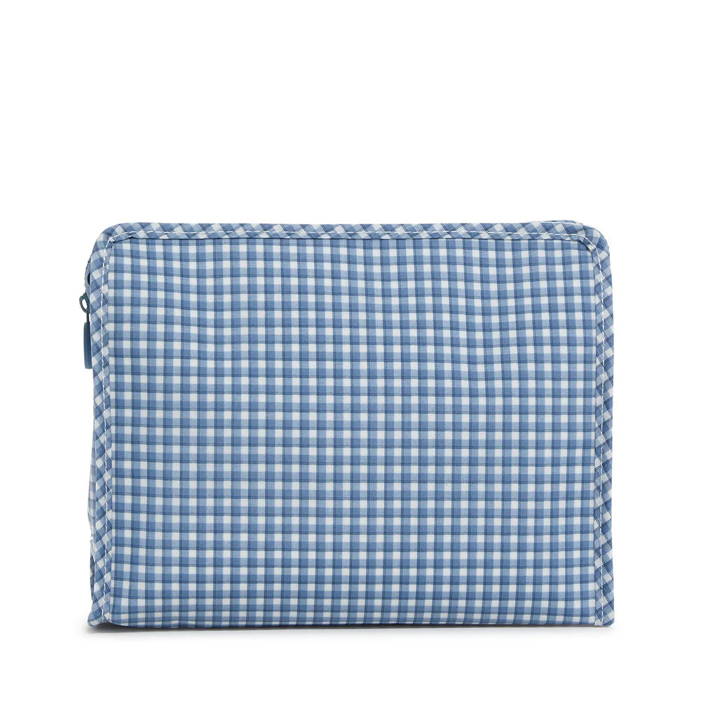 Large Roadie Rodeo Check Indigo Zip Pouch