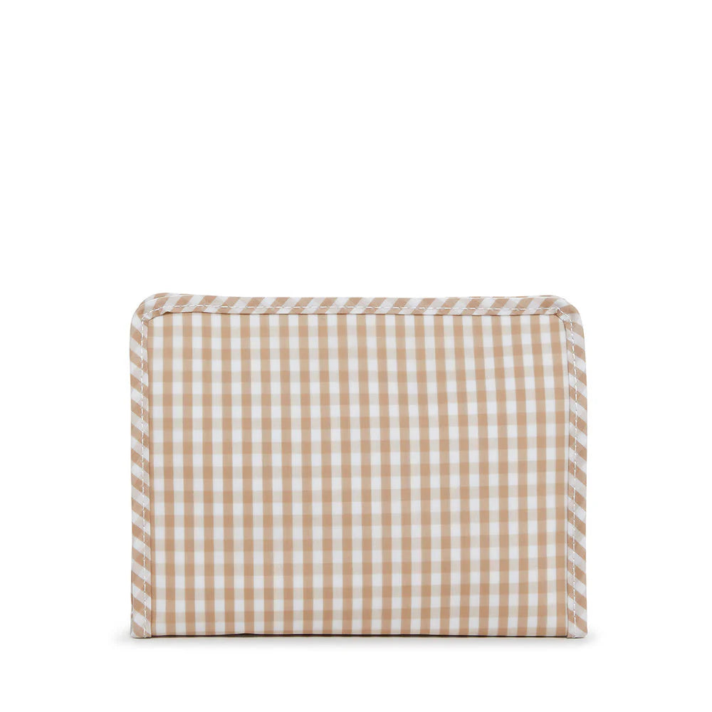 Small Roadie Gingham Khaki Zip Pouch