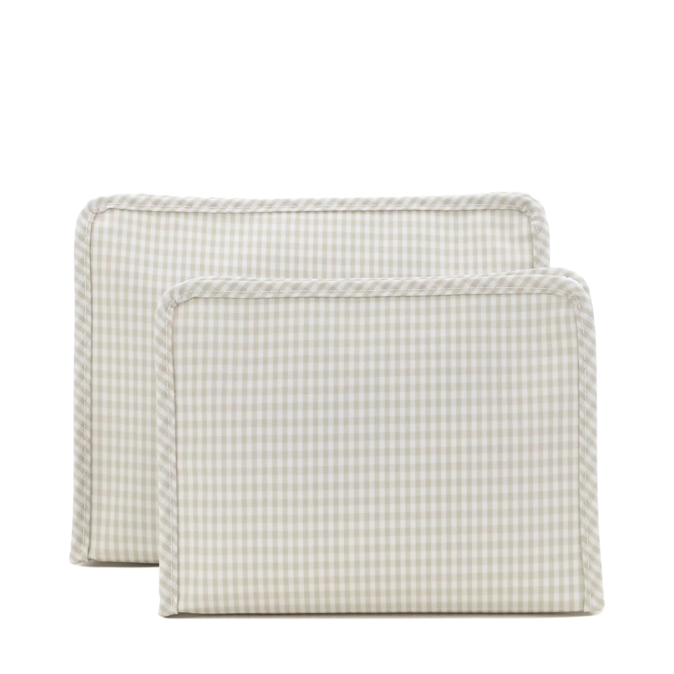 Roadie Medium- Gingham Pearl Gray Zip Pouch
