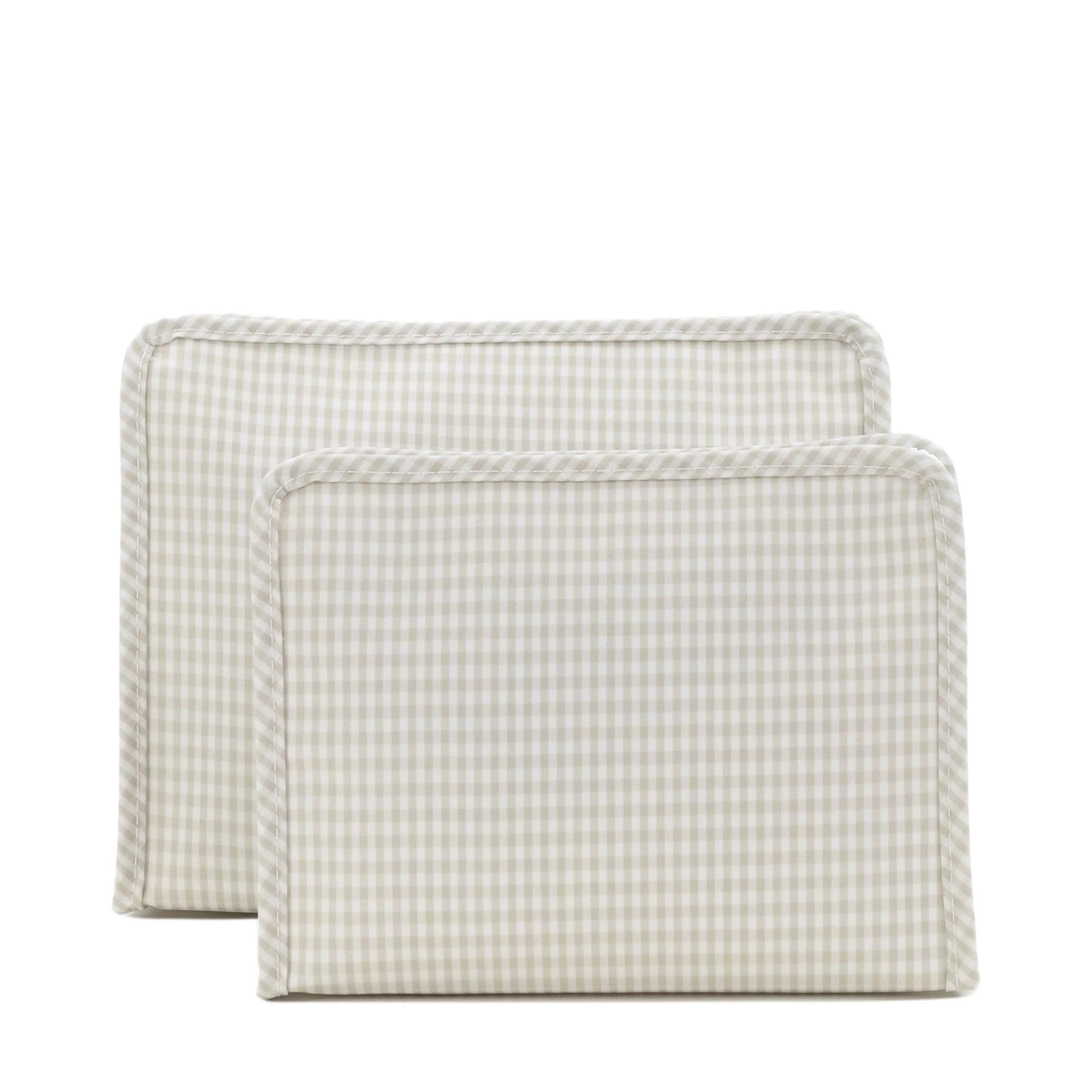 Roadie Medium- Gingham Pearl Gray Zip Pouch