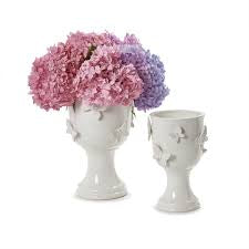 Set of 2 Butterfly Pedestal Cachepots