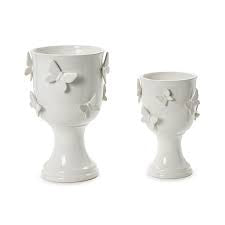 Set of 2 Butterfly Pedestal Cachepots
