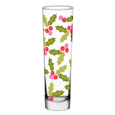 Flat Champagne Glass - Mistletoe Pattern