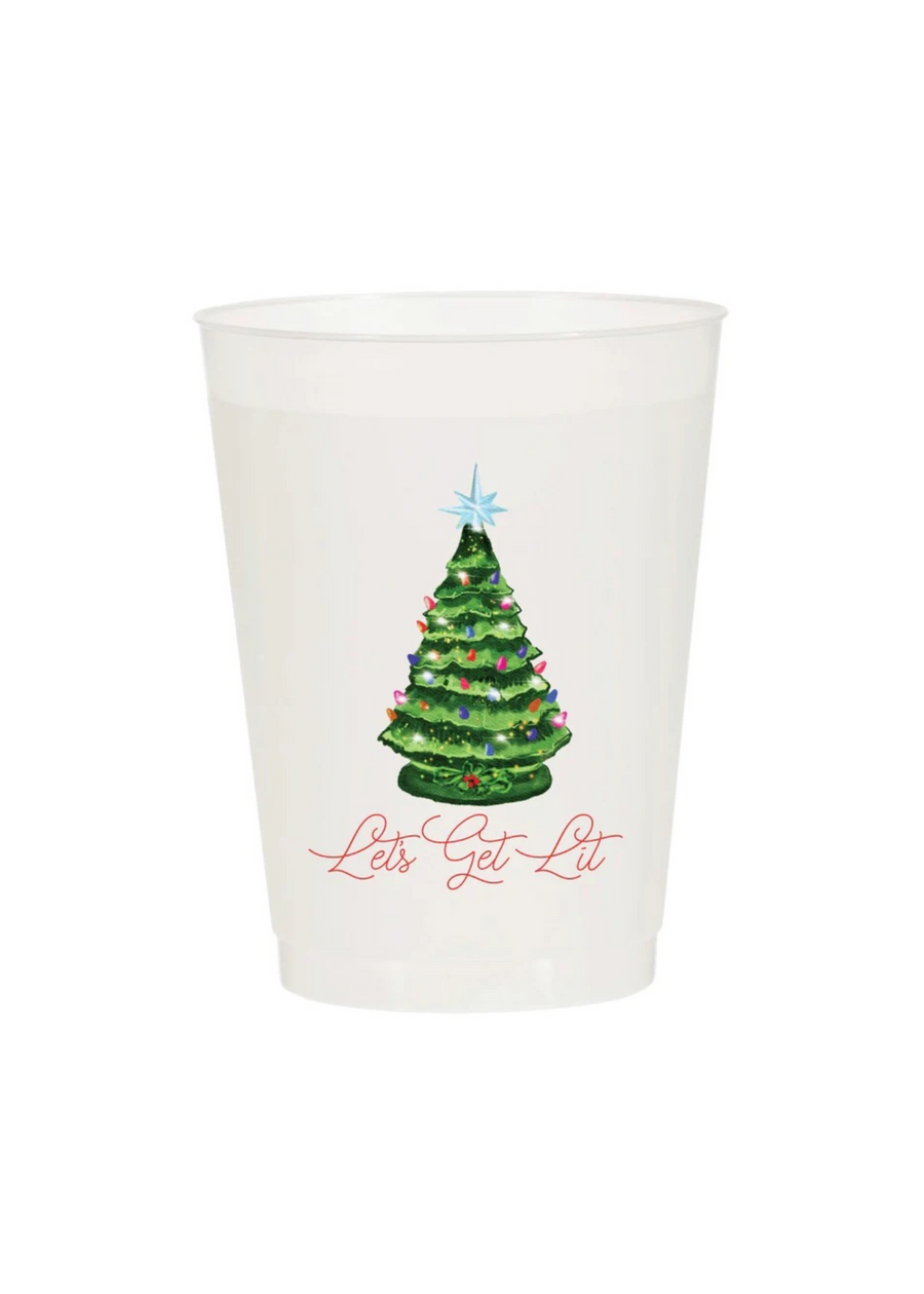 Let's Get Lit Christmas Frosted Cups - Pack of 10