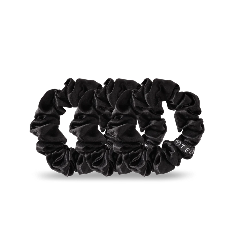 Jet Black Silk Scrunchie - Large