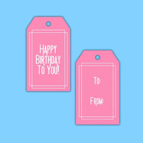 Pink Happy Birthday Gift Tags