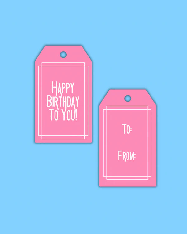 Pink Happy Birthday Gift Tags