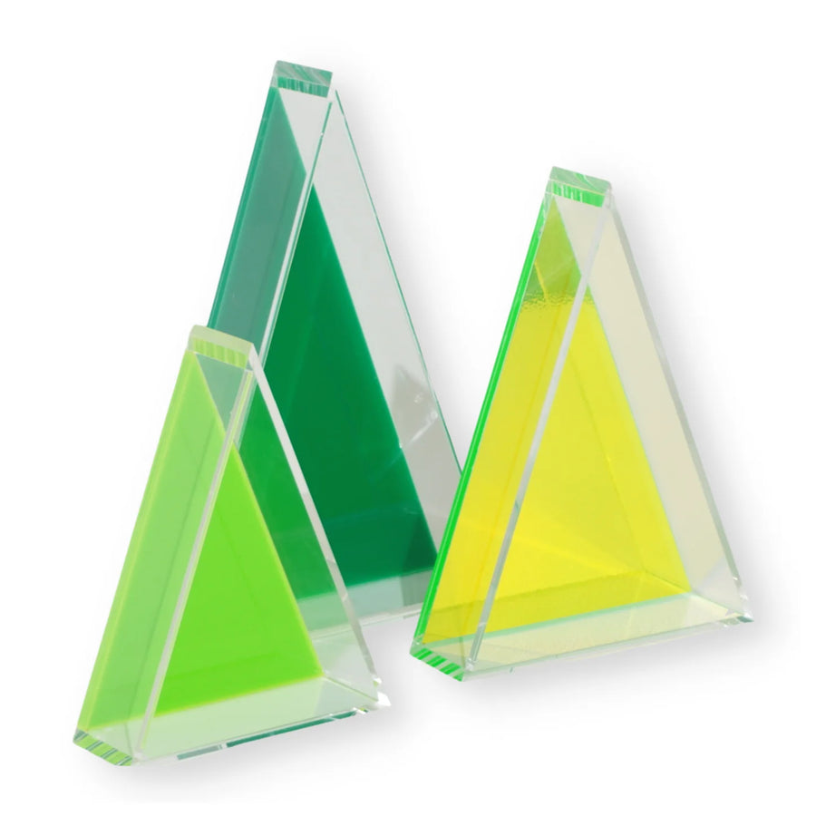 Acrylic Holiday Triangle Decor/Serving Dishes (Green)