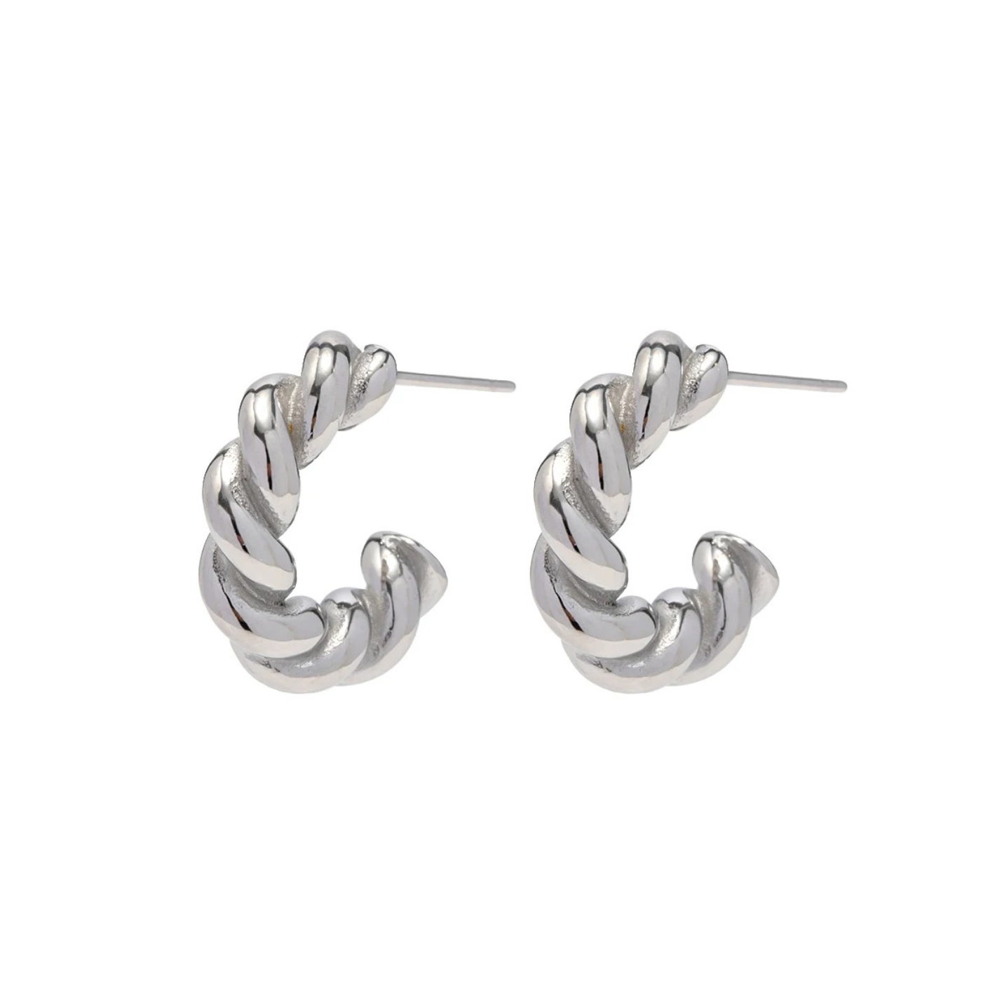 Silver Twist Hoops