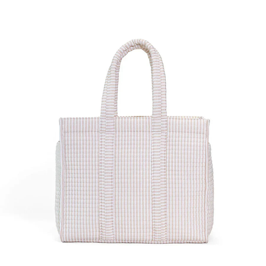 QUILTED GO GO TOTE PIMLICO STRIPE SAND