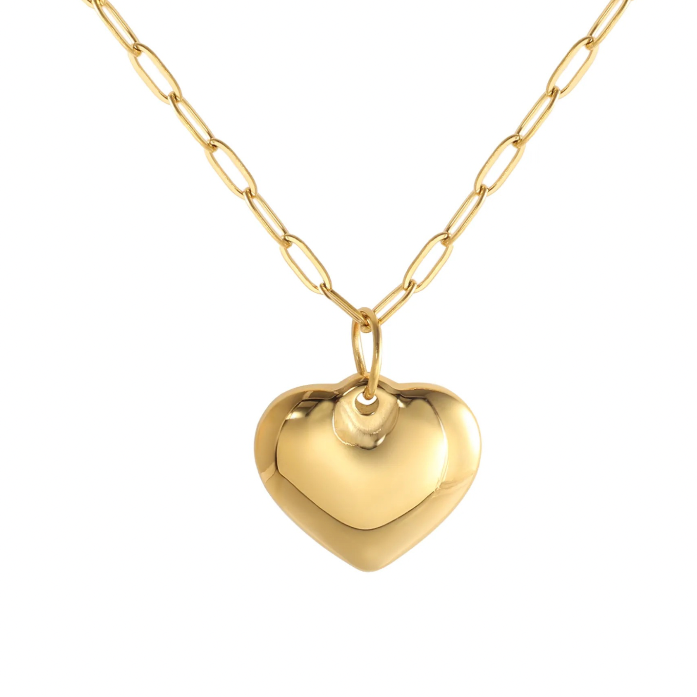 Small Puffy Heart Necklace Engraving