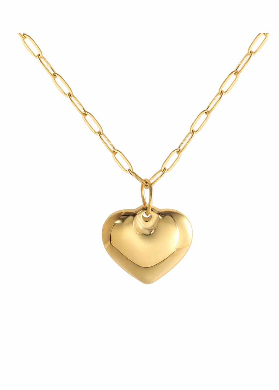 Large Puffy Heart Necklace Engraving