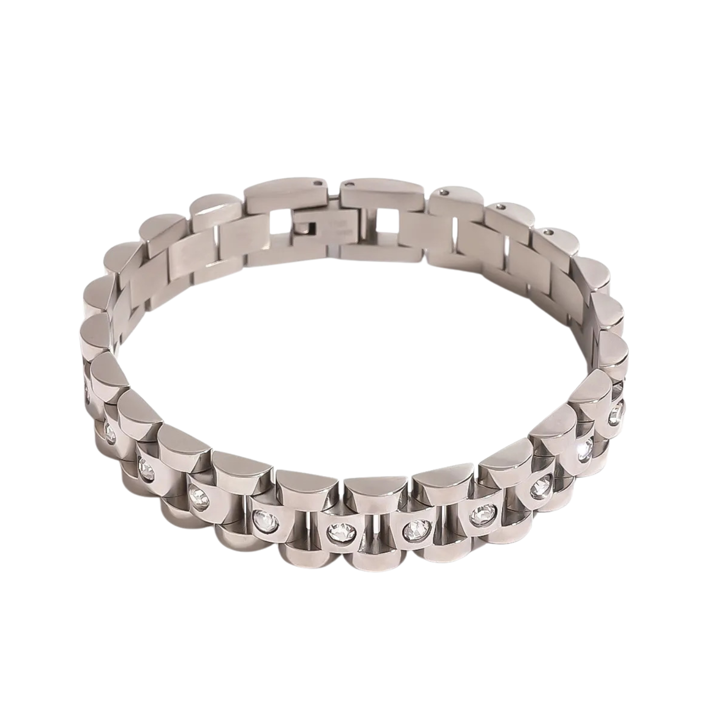 Silver Pave Wristwatch Chain Bracelet