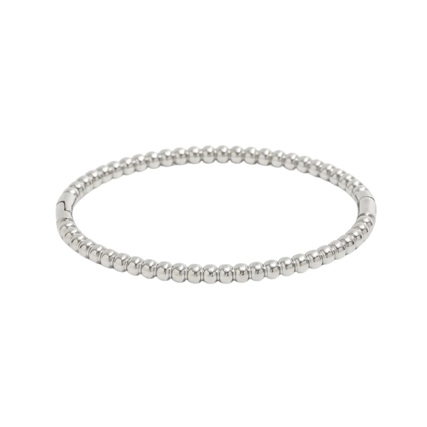 Beaded Silver Bangle Bracelet
