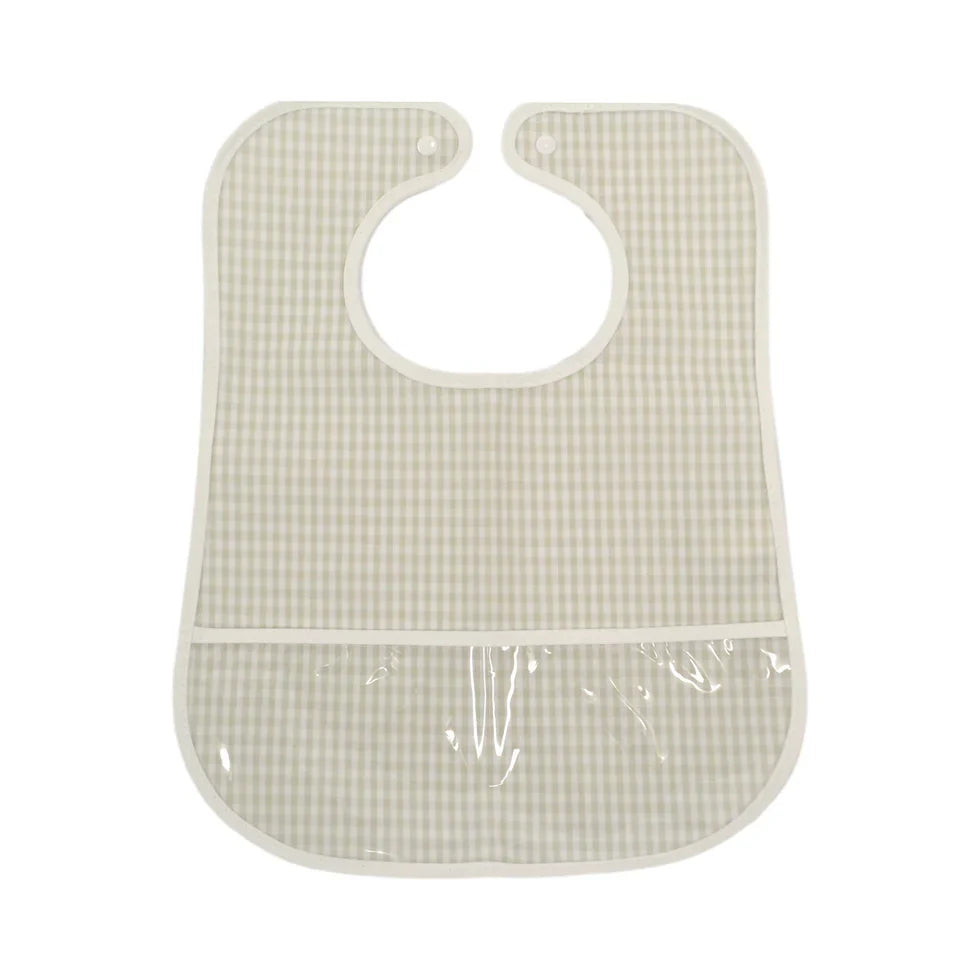 Clean Up Bib - Gingham Pearl Grey