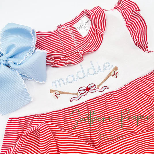 Red Striped Blank Girl Romper