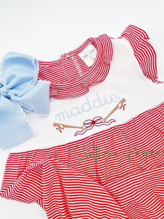 Red Striped Blank Girl Romper