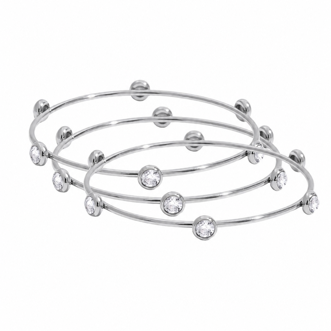 Shay Bracelet Trio Set Pave Silver