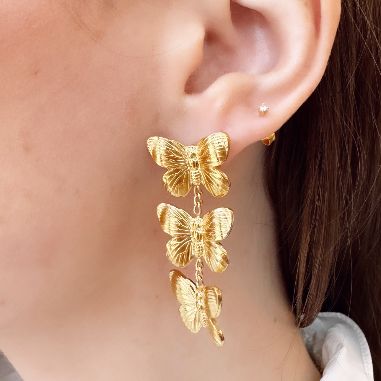 Triple Butterfly Studs