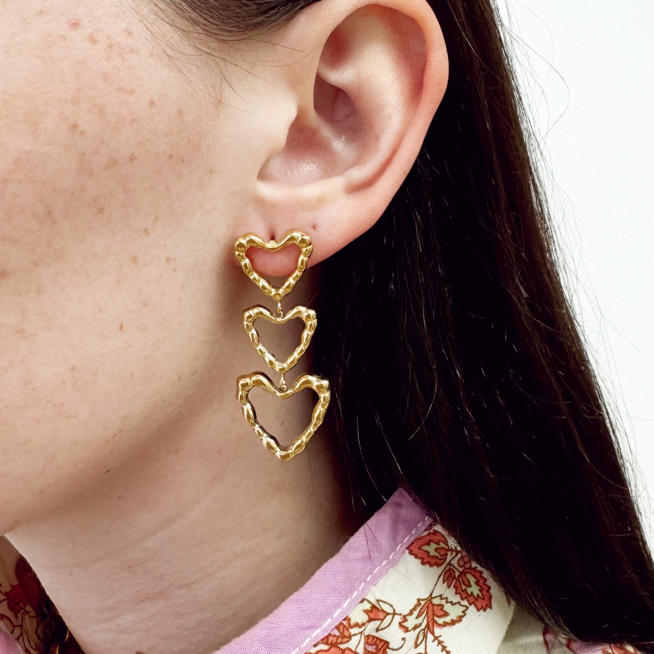 Hammered Heart Studs