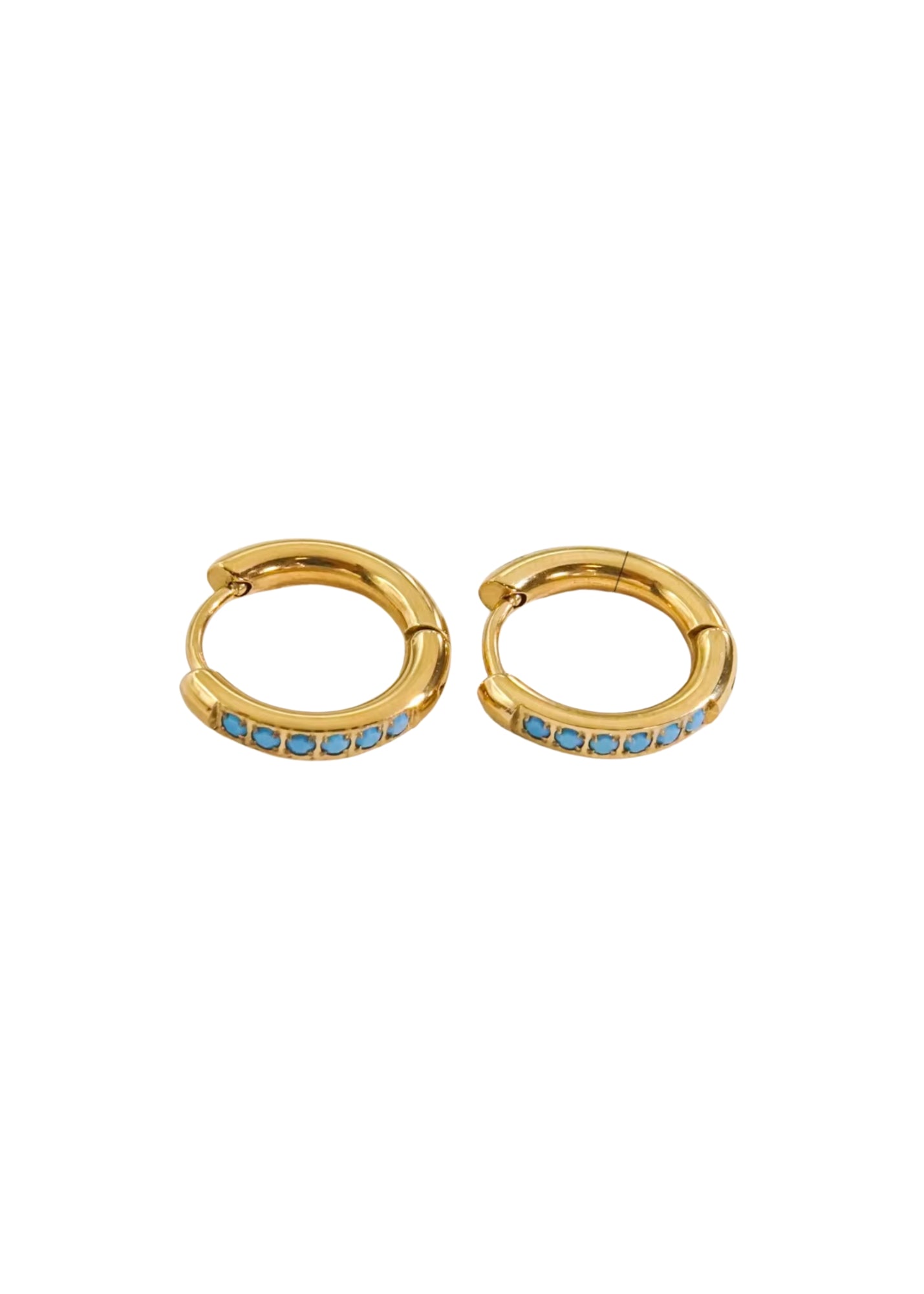 Turquoise Huggie Hoops