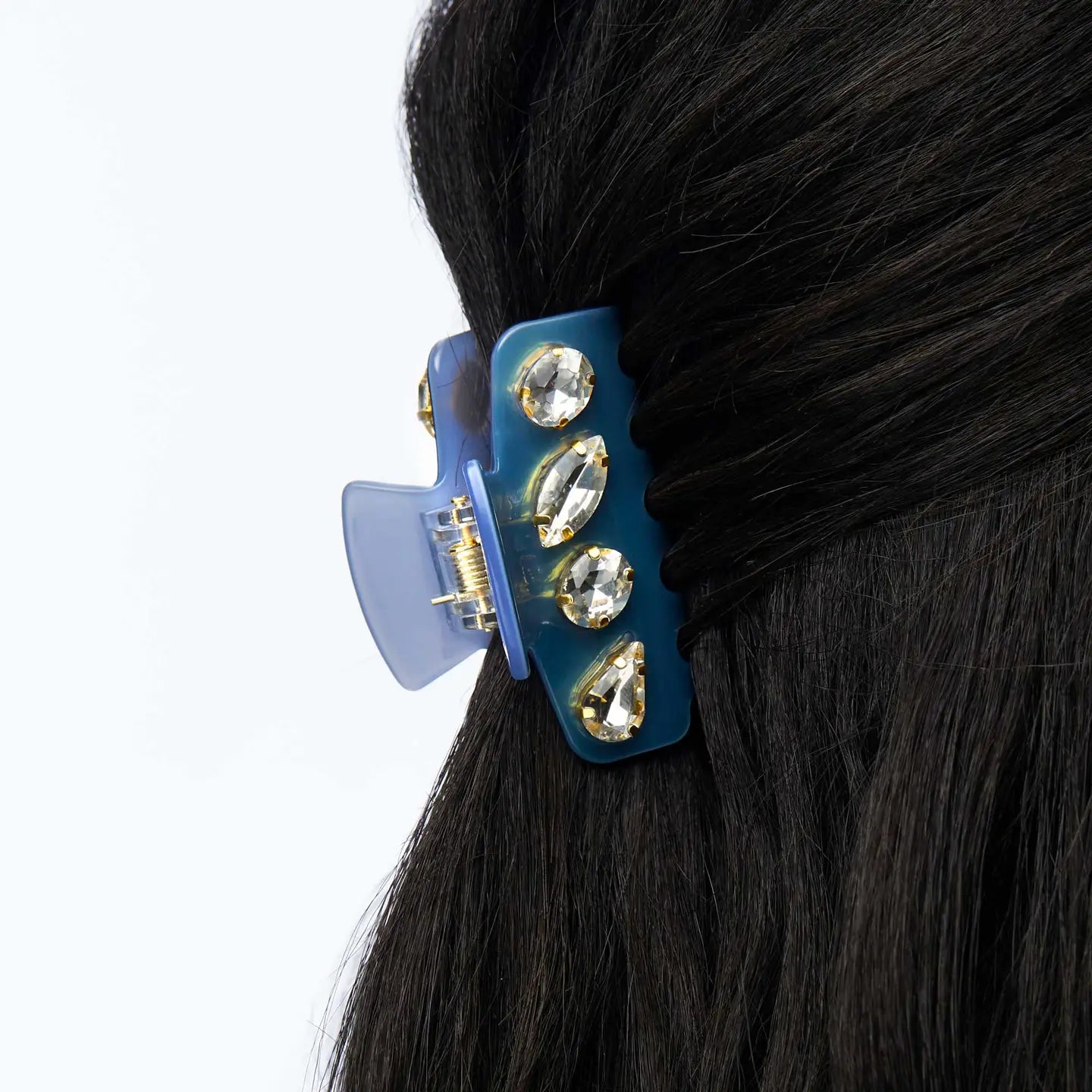 French Blue Mini Crystal Claw Clip