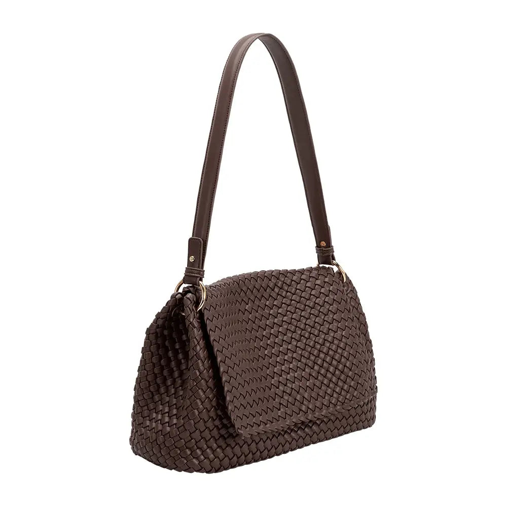 Natalia Espresso Recycled Vegan Shoulder Bag